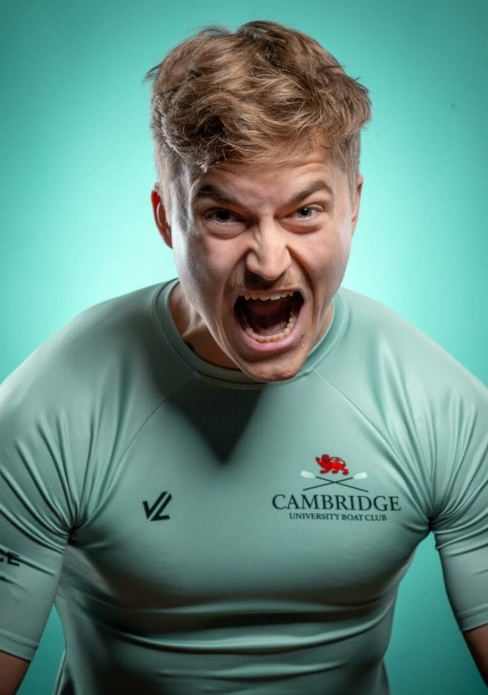 CUBC athlete in light blue top having fun