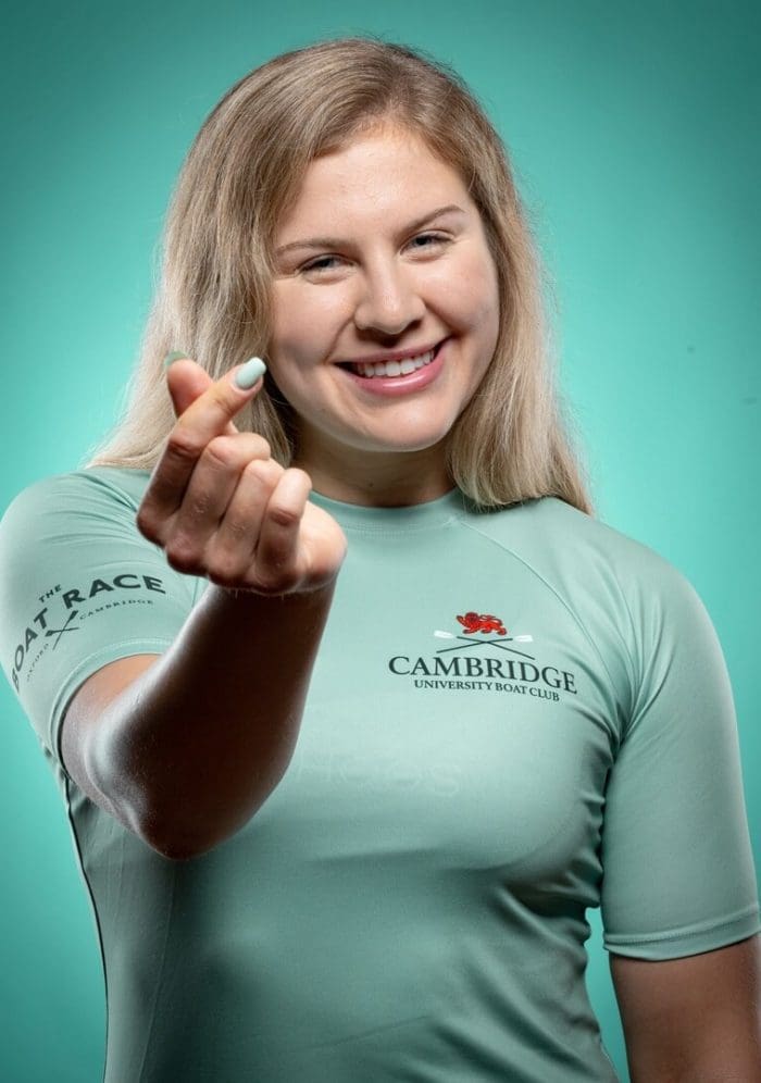 CUBC athlete in light blue top having fun