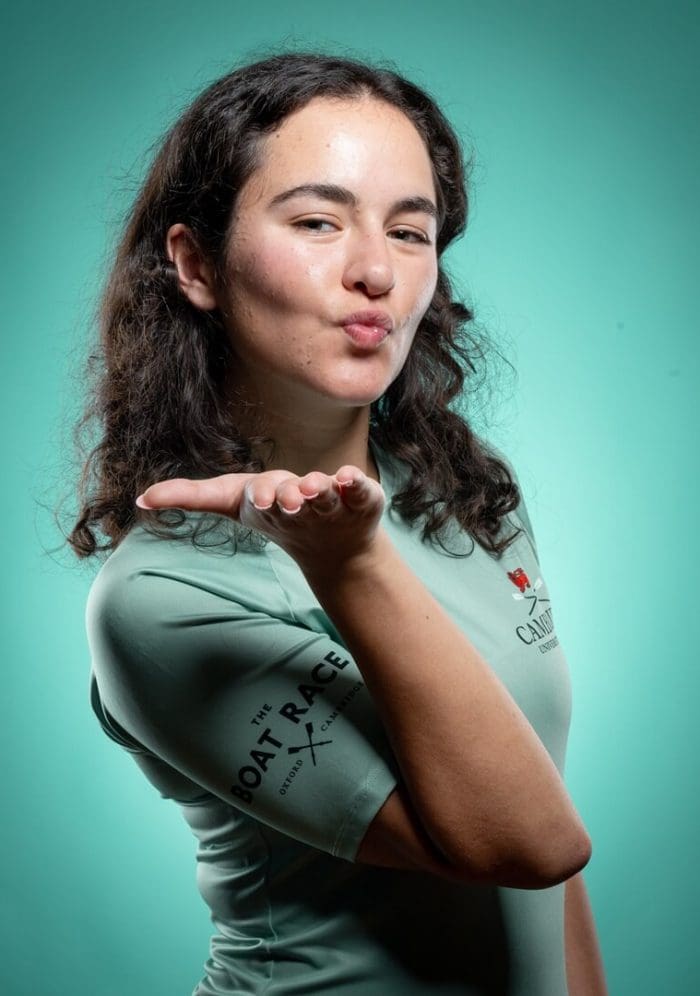 CUBC athlete in light blue top having fun